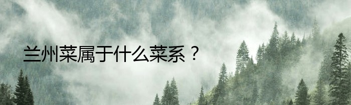 兰州菜属于什么菜系？