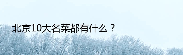 北京10大名菜都有什么？