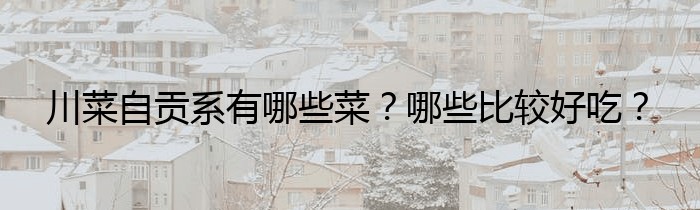 川菜自贡系有哪些菜？哪些比较好吃？