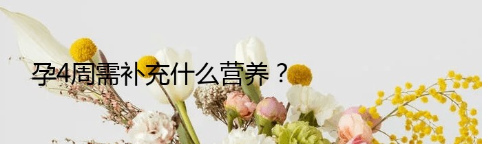 孕4周需补充什么营养？