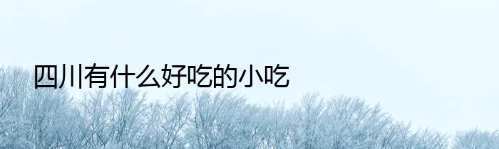 四川有什么好吃的小吃