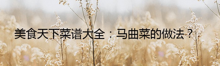 美食天下菜谱大全：马曲菜的做法？