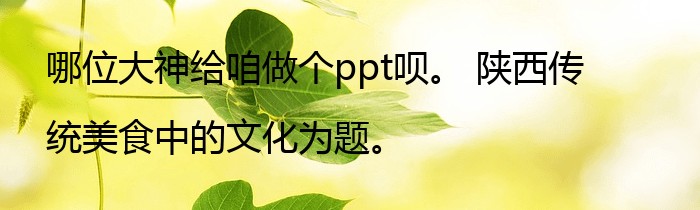 哪位大神给咱做个ppt呗。 陕西传统美食中的文化为题。