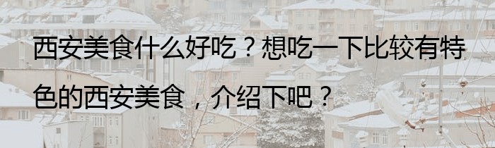 西安美食什么好吃？想吃一下比较有特色的西安美食，介绍下吧？