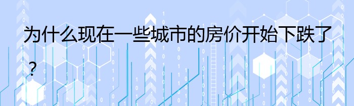 为什么现在一些城市的房价开始下跌了？