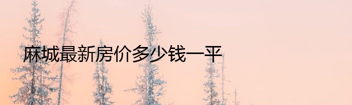 麻城最新房价多少钱一平