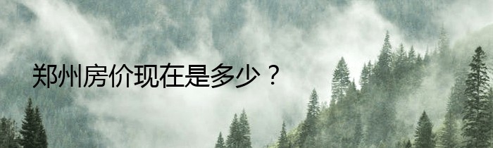 郑州房价现在是多少？