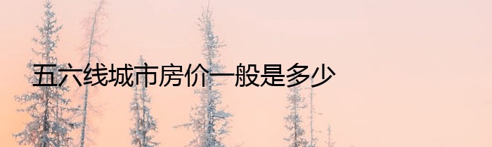 五六线城市房价一般是多少