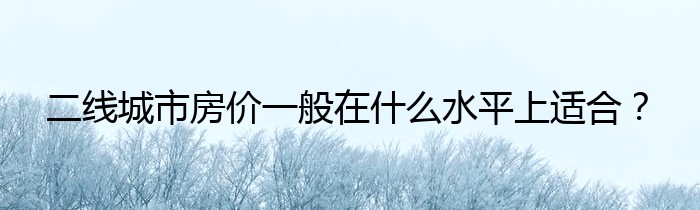 二线城市房价一般在什么水平上适合？