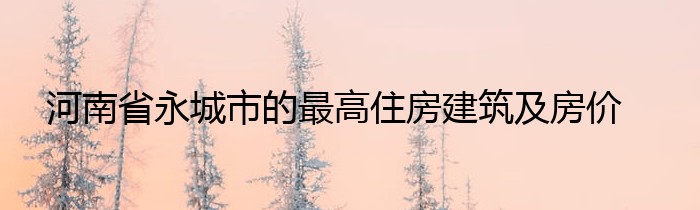 河南省永城市的最高住房建筑及房价