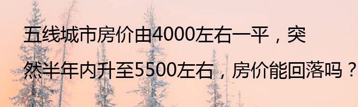 五线城市房价由4000左右一平，突然半年内升至5500左右，房价能回落吗？