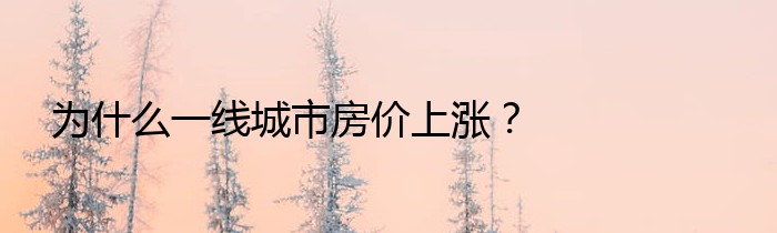 为什么一线城市房价上涨？