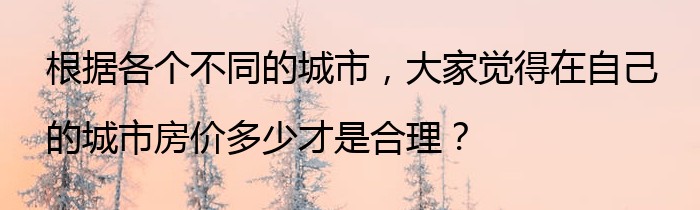 根据各个不同的城市，大家觉得在自己的城市房价多少才是合理？