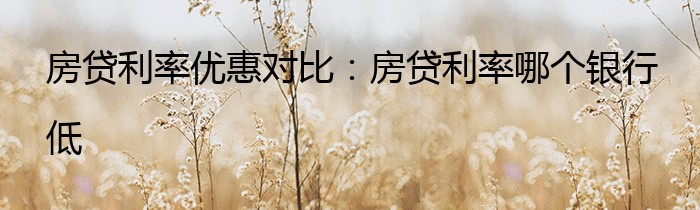 房贷利率优惠对比：房贷利率哪个银行低