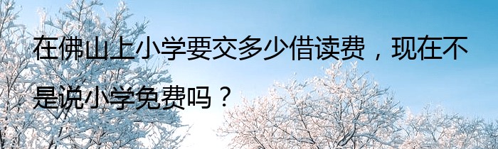 在佛山上小学要交多少借读费，现在不是说小学免费吗？