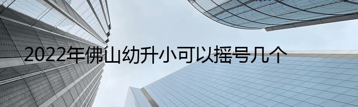 2022年佛山幼升小可以摇号几个