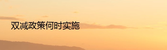 双减政策何时实施