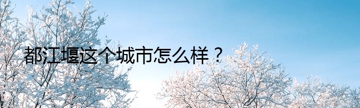 都江堰这个城市怎么样？