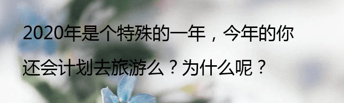 2020年是个特殊的一年，今年的你还会计划去旅游么？为什么呢？