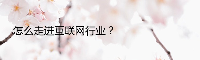 怎么走进互联网行业？