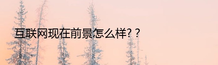 互联网现在前景怎么样?？