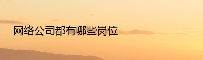 网络公司都有哪些岗位