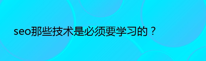 seo那些技术是必须要学习的？