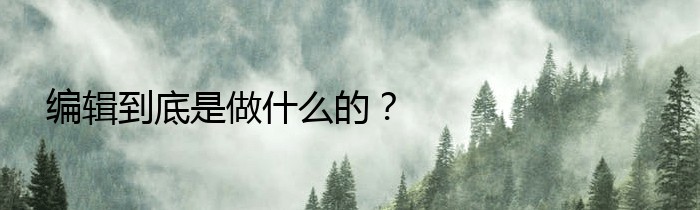 编辑到底是做什么的？