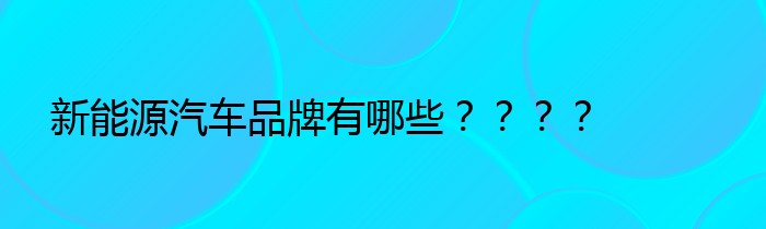 新能源汽车品牌有哪些？？？？