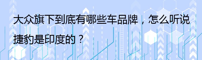 大众旗下到底有哪些车品牌，怎么听说捷豹是印度的？