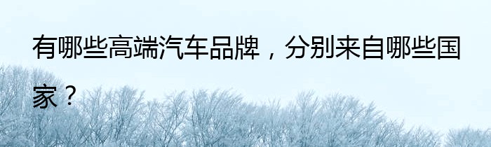 有哪些高端汽车品牌，分别来自哪些国家？