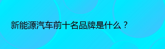 新能源汽车前十名品牌是什么？