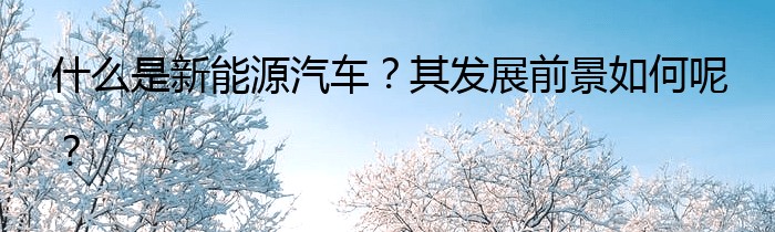 什么是新能源汽车？其发展前景如何呢？