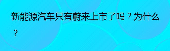 新能源汽车只有蔚来上市了吗？为什么？