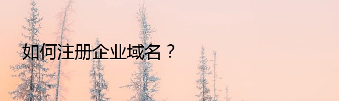 如何注册企业域名？