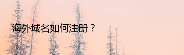 海外域名如何注册？