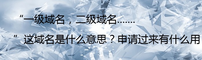 “一级域名，二级域名.......”这域名是什么意思？申请过来有什么用，怎么用？