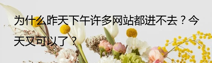 为什么昨天下午许多网站都进不去？今天又可以了？