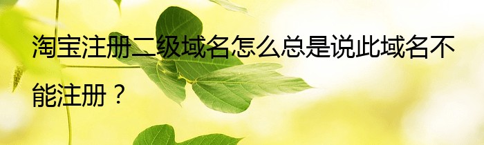 淘宝注册二级域名怎么总是说此域名不能注册？