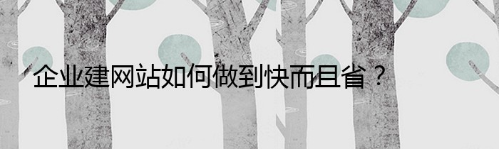 企业建网站如何做到快而且省？