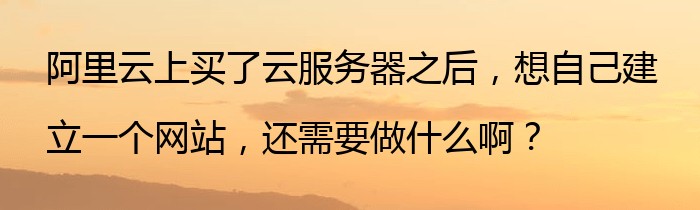 阿里云上买了云服务器之后，想自己建立一个网站，还需要做什么啊？