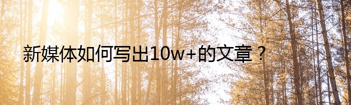 新媒体如何写出10w+的文章？