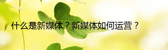 什么是新媒体？新媒体如何运营？