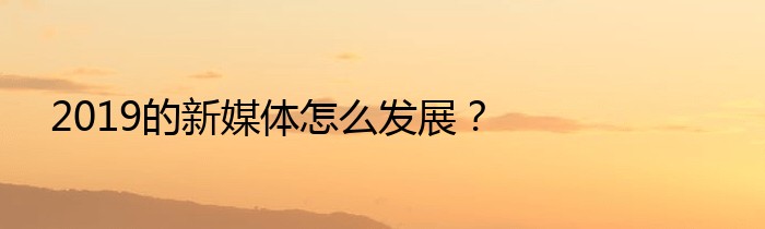 2019的新媒体怎么发展？