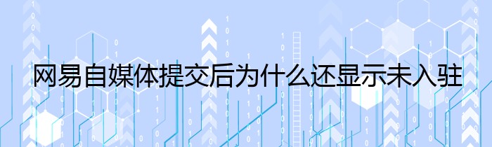 网易自媒体提交后为什么还显示未入驻