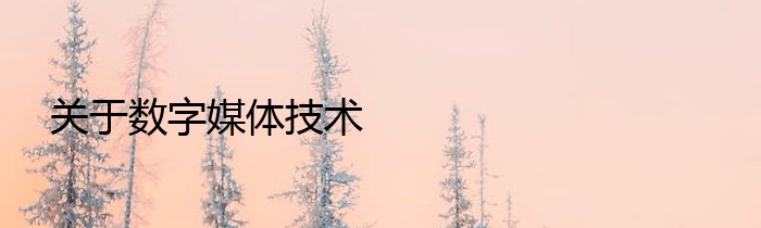 关于数字媒体技术