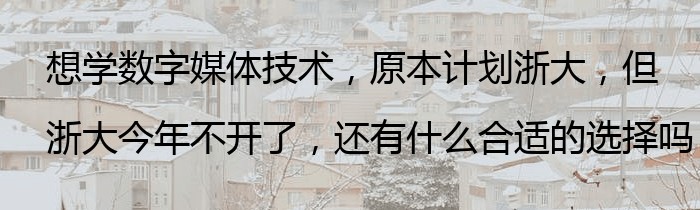 想学数字媒体技术，原本计划浙大，但浙大今年不开了，还有什么合适的选择吗？