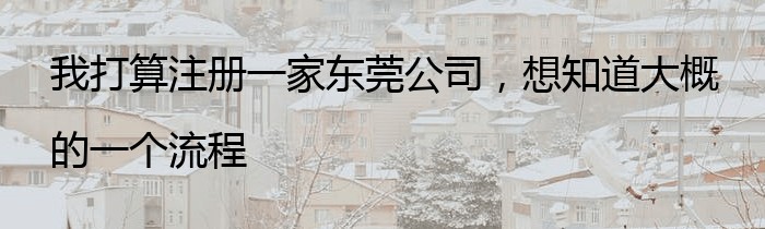 我打算注册一家东莞公司，想知道大概的一个流程