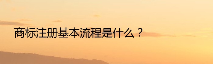 商标注册基本流程是什么？