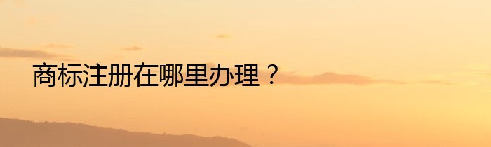 商标注册在哪里办理？